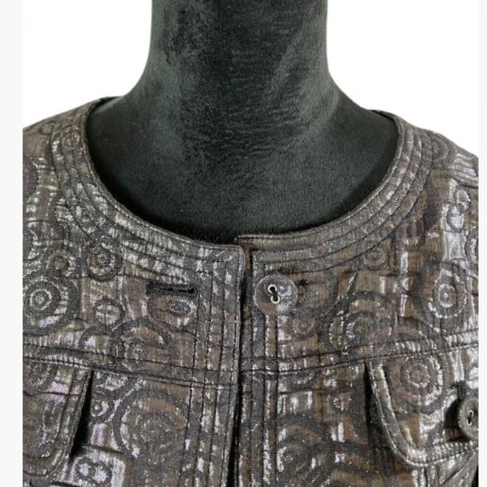 Ruby Rd Geometric Patterned Jacket in Gunmetal Grey Size 10 EUC - Picture 2 of 10